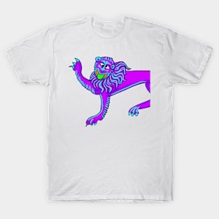 Bad Medieval Art Goofy Lion Bright Colors 90s Retro Vibe T-Shirt